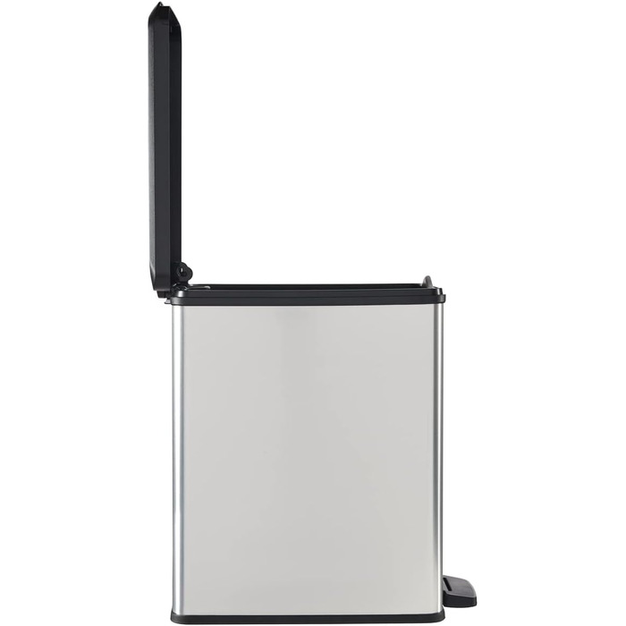 Сміттєвий кошик Curver Deco Slim 40 л, пластиковий, чорний/сріблястий металік, 39.3 x 25 x 60.7 см