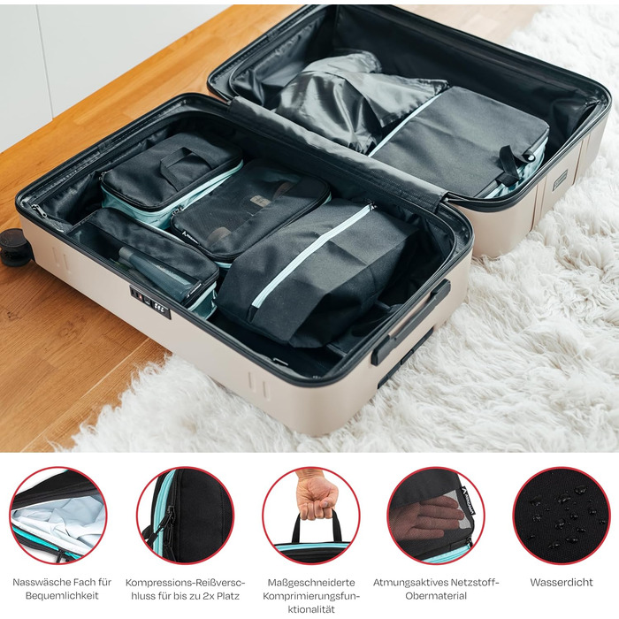 Набір компресійних кубиків для багажу Atacama Premium: 6 шт. (чорний)