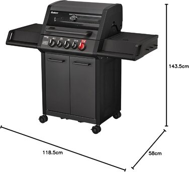 Газовий гриль Enders MONROE PRO 3 SIK TURBO SHADOW, 3 пальники, інфрачервоний бек-бьорнер, бічна конфорка, PanoVision, SWITCH GRID™ з решіткою для стейків, HEAT RANGE™, TURBO ZONE™ 800°C, SIMPLE CLEAN™