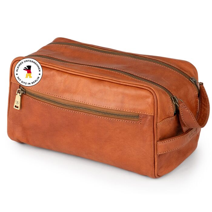 Шкіряна косметичка для подорожей Berliner Bags Vintage Kulturbeutel Tim XL, унісекс несесер для аксесуарів та гігієни, коричневий