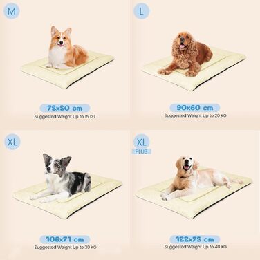 Крісло-ліжко для собак середніх порід Baodan, 90x60 см, з м'якою подушкою та антиковзною основою, бежеве