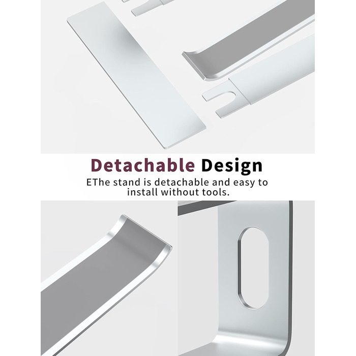 Підставка для ноутбука Alashi, алюмінієва, ергономічна, 10-15.6 дюймів (срібна)