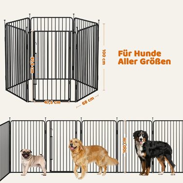 Забіг для цуценят Yaheetech 6-секційний, 100 см, з замком, захист від подряпин, міцні металеві дроти, для дому та саду
