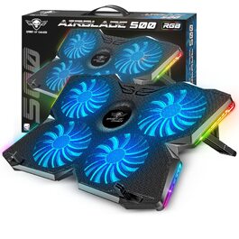 Охолоджувач для ноутбука Spirit of Gamer AIRBLADE 500 (10-17 дюймів), 4 тихі вентилятори, RGB підсвічування, сумісний з PC, PS5, PS4, Xbox