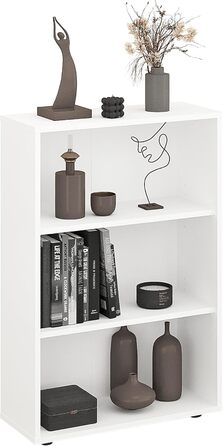 Книжкова шафа KOMTO Regal 80 см, біла, 3 полиці, регульовані, стелаж для зберігання, 80x90x24 см