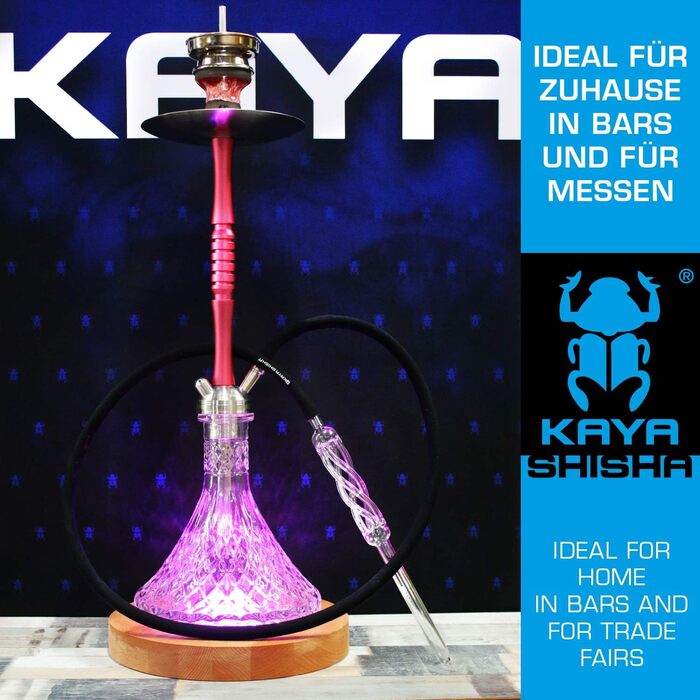 Kaya Shisha Coaster with LED and Remote Control, Water Pipe Accessories (Ø 22cm) (Beech, 30cm)
