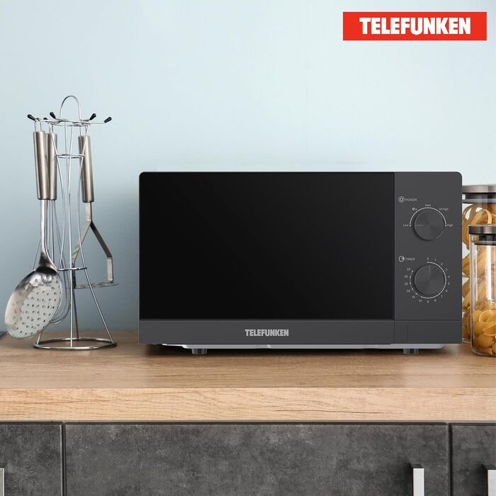 Мікрохвильова піч Telefunken Solo, 20 л, 700 Вт, 5 рівнів потужності, чорна