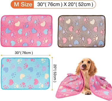 М'яка ковдра для собак та котів, 3 шт. Тепла флісова ковдра для маленьких та середніх собак (серце)