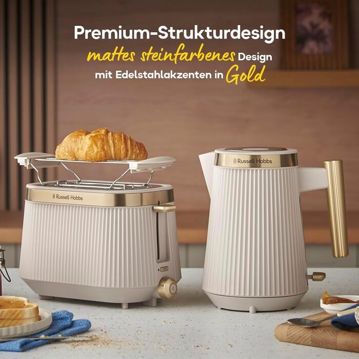 Електричний чайник Russell Hobbs Brontë Stone 1.7L 2400W з матовим дизайном та золотистими акцентами