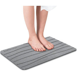 Amilutuo Badematte Stein, Diatomite Stone Bath Mat, Non-Slip Stone Bath Mat, Quick-Drying Stone Bath Mat Dark Grey 39 x 60 cm (Rectangular)