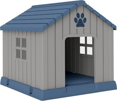 Будка для собак PawHut Outdoor з водонепроникного поліпропілену, вентильована, легка у збірці, сірого кольору