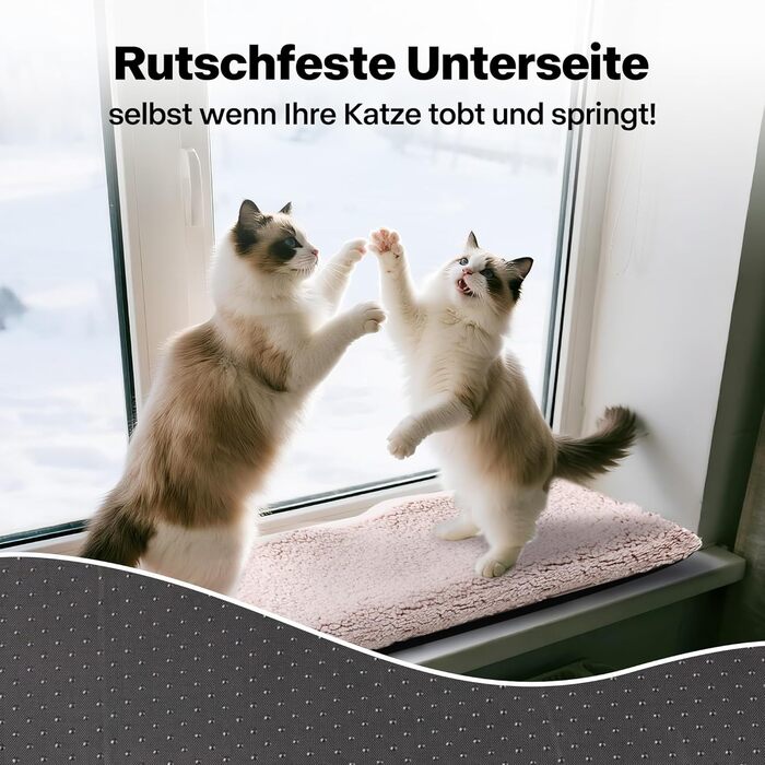 Кішка ліжко для вікна Pet Prime – М'яке ліжко для котів на підвіконня з неслизьким дном, тиха подушка, 2 знімні чохли (сітка та плюш), 90x29 см для затишного відпочинку та сну