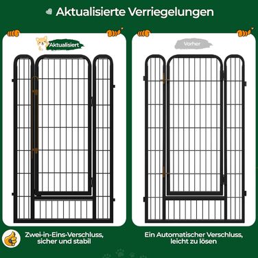 Вольєр для цуценят Yaheetech, 120 см, 16 частин, автоматичне замикання, чорний, для квартири та саду