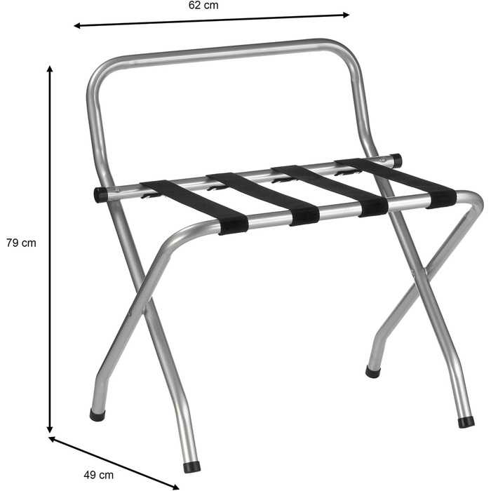 CARO-Furniture Suitcase Stand Suite with Wall Protection, Suitcase Stand, Suitcase Rack, Metal, Black, Folding (Grey)