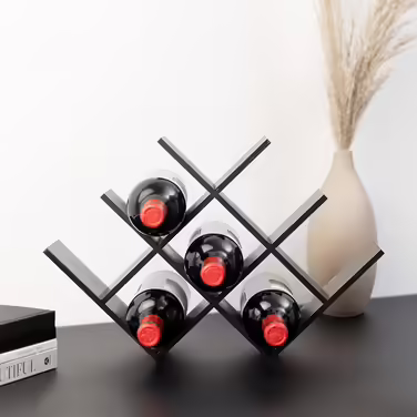 Navaris Wine Rack Bottle Rack Wine Stand made of Bamboo - 43.5x10x29.5cm Wine Rack for Bottles - Wooden Bottle Holder for 8 Bottles