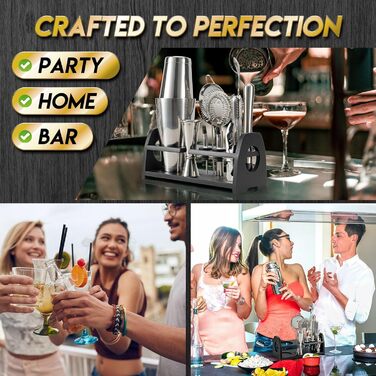 Stainless Steel Boston Shaker Set - Cocktail Shaker Set for Home Bar, Parties & Professional Mixology