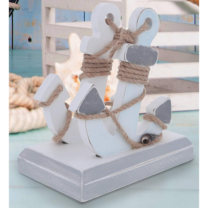 CoTa Global Moonlight Anchor Nautical Wooden Napkin Holder, 5 inches, Coastal Theme, for Tables and Countertops, Decorative Wooden Napkin Holder Kitchen, Cute Beach Decor Table Napkin Holder
