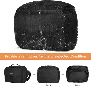 Сумка на плічо MOSISO для камери: DSLR, SLR, беззеркальна, з підкладкою та захистом від дощу. Сумісна з Canon, Nikon, Sony. Чорний колір.