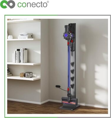 Conecto Vacuum Stand Base Organizer for Dyson V6 Pro, V7, V8, Cyclone Fluffy/Absolute, V10 Total Clean, Torque Drive, and V11 Animal, V12 Slim Absolute, V15 Detect Absolute, black