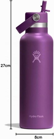 Термопляшка Hydro Flask Standard Mouth 621 мл зі сталевим корпусом та кришкою-соломкою, вакуумна ізоляція, герметична, для гарячих та холодних напоїв (Beachplum)