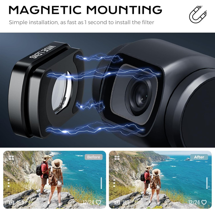 Набір фільтрів для DJI Osmo Pocket 3/4: Ширококутний об'єктив, CPL, Black Diffusion 1/4, ND4-128 (VND 2-7 Stops)