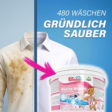 Підсилювач прання та видалення плям Pastaclean Oxi, кисневий відбілювач, 3 кг (на 480 прань)