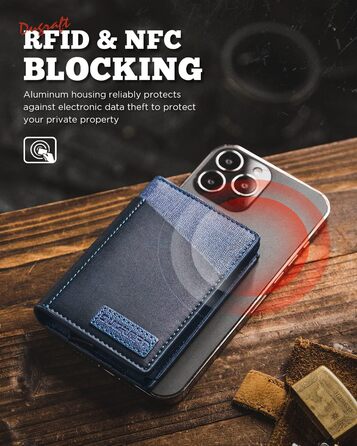 Кластинка для карток DUGRAFT з віконцем для посвідчення, з RFID-блокуванням, мінімалістична, для чоловіків, висувна, обложка для кредитних карток з алюмінію, для понад 10 карток, темно-синя