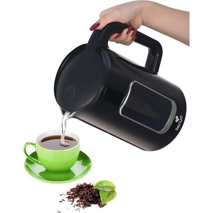Електричний чайник SENYA, 1.7 л, цифровий дисплей, 5 температурних програм, підтримання тепла, поворотний підставка, чорний колір