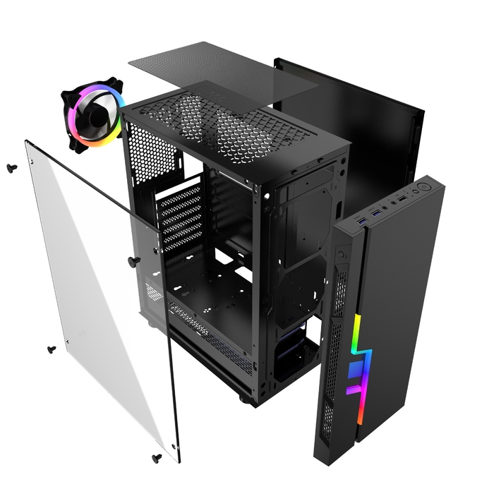 Корпус Gembird Fornax 2000 RGB Midi Tower, чорний