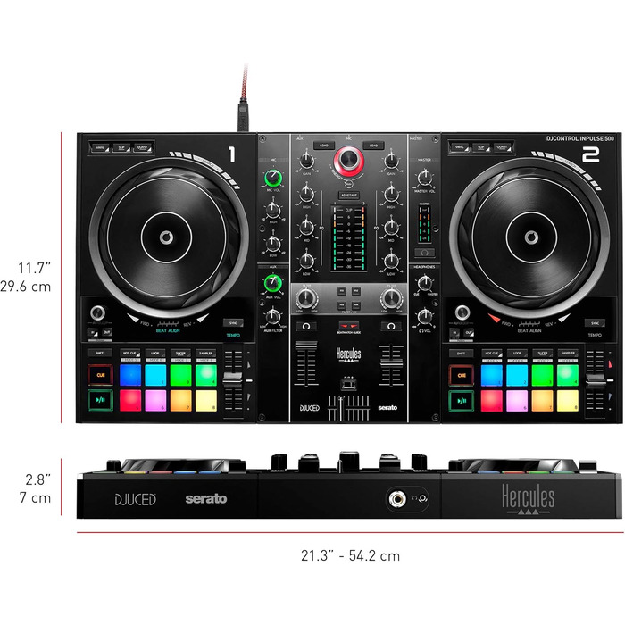 DJ контролер Hercules DJControl Inpulse 500 - 2-Deck USB контролер для Serato DJ Lite та DJUCED