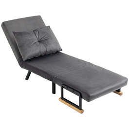 HOMCOM Sleeper Chair Single Sofa with Bed Function, Recliner with Adjustable Backrest, Velvet Look, Dark Grey | Aosom