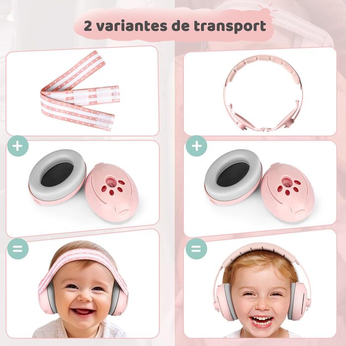 Навушники для захисту від шуму для немовлят 0-2 роки (Рожеві)