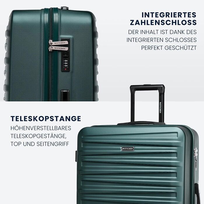 WITTCHEN Skyspeed Line - великий валіза-телескопічний кофр з ABS, 4 колеса, комбінаційний замок, для авіакомпаній Lufthansa/Eurowings/Ryanair/Condor