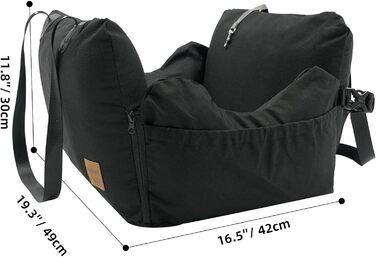 Автомобільний собачий сидіння для маленьких собак до 15 кг, чорний, знімний Airbag, знімний, миючий, Oxford тканина