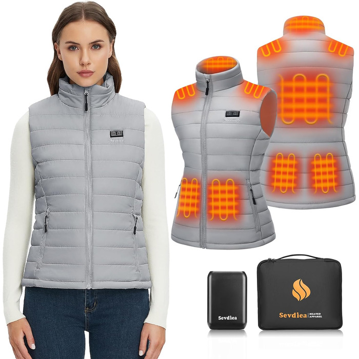 Електрична гріюча жилетка Daen з Powerbank 16000mAh 7.4V, сіра (S), для їзди на велосипеді та outdoor-роботи