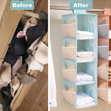 Настінна вішалка-органайзер для одягу з 4 відділеннями, складана, з кишенями, для дому, кемпінгу, у подорожі