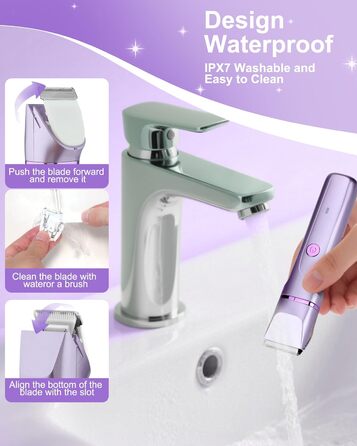 Електричний жіночий триммер 3-в-1 для тіла, обличчя, ніг, рук, під пазухами та зоною бікіні. Вологостійкий, перезаряджається (фіолетовий)