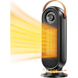 Електричний обігрівач для дому, офісу та спальні, 1500W, з термостатом, тихий, чорний