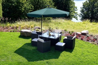 Садова парасолька з вильотом Funfit Garden, зелена, 350 x 250 см