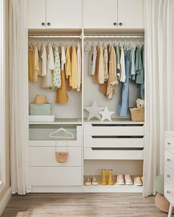 SONGMICS Набір вішалок для дитячого одягу, 50 шт., для дітей, неслизькі, обертаються на 360°, рожеве золото, для шафи, білий, CRF027W01