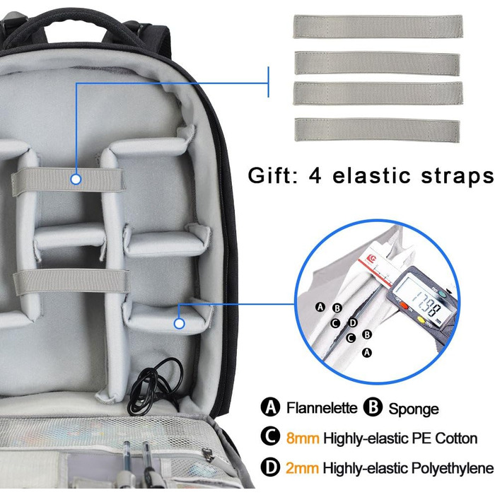 Рюкзак для фотокамери CADeN: водонепроникний, для Canon, Nikon, Sony, 2 DSLR, 7 об'єктивів, штатив, чорний