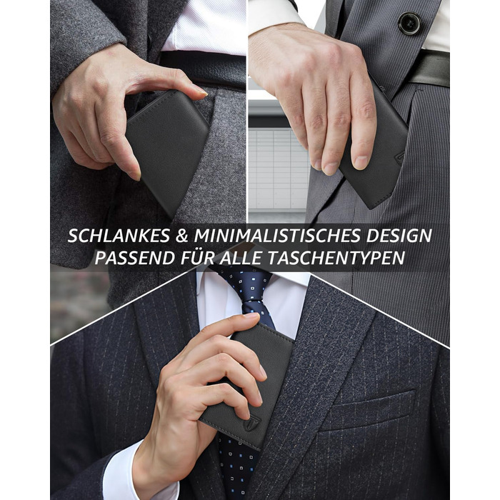 Чоловічий гаманець - тонкий з магнітною застібкою, відділенням для монет, захистом RFID, віконцем для ID, шкіряний, чорний (Tee-5)