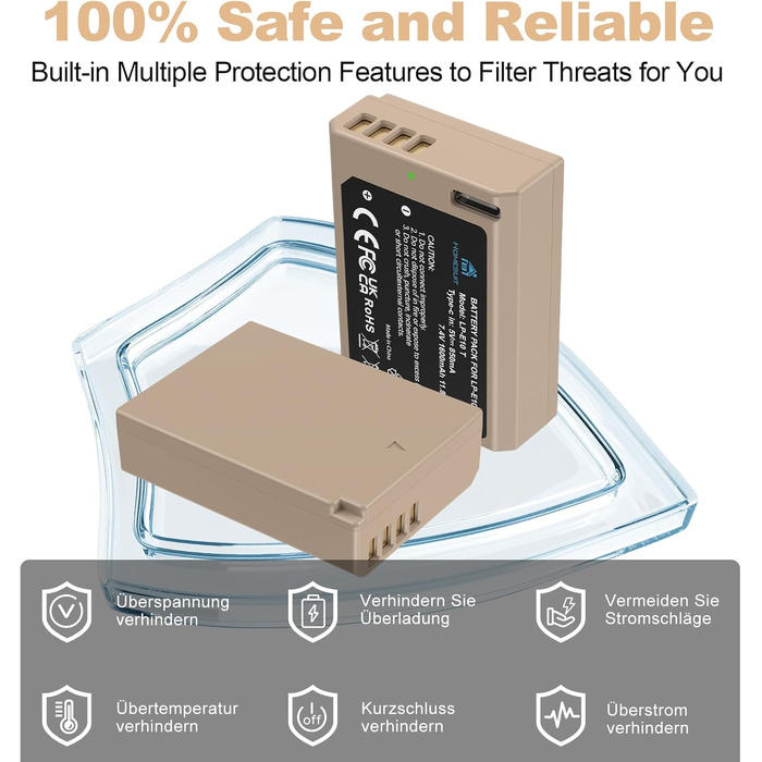 Комплект Homesuit: 3 акумулятори LP-E10 1600mAh та LCD-зарядний пристрій на 3 слоти для Canon EOS 1100D, 1200D, 1300D, 1500D, 2000D, 3000D, 4000D, Rebel T3, T5, T6, T7, T100, Kiss X50, X70, X80