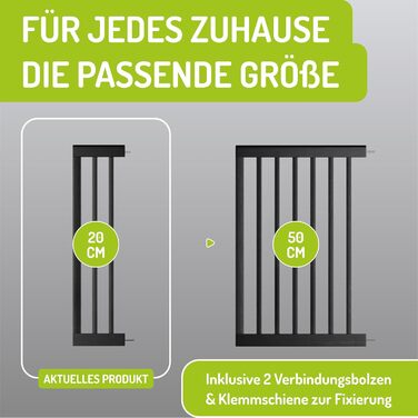 Захист для воріт BOMI Miko з сертифікованого буку PEFC | Без свердління | Кут 90° | Вузький дерев'яний захист для дверей | Захист для сходів, сітка для дверей | Ширина: (Чорний, 20 см подовження)