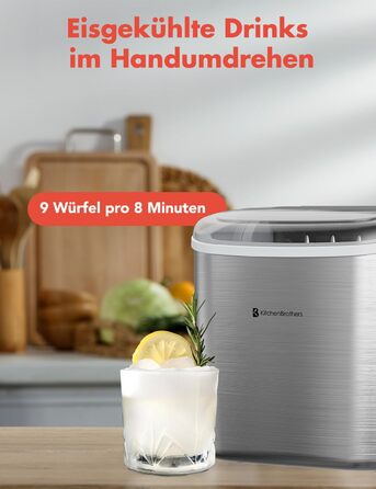 KitchenBrothers Ice Cube Machine Small - Crushed Ice Machine - Ice Cube Machine, Cubes - Ice Cube Maker - Ice Maker - Ice Cube Machines - Ice Crusher - Icecrusher