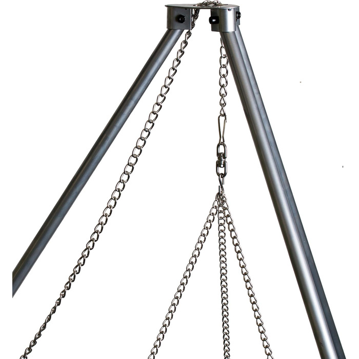 Adjustable-height tripod grill stand including chains, height: 1.40 m, rust-resistant galvanized steel - Without grill grate