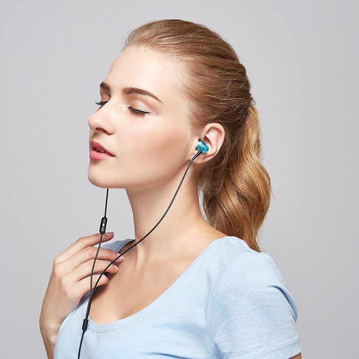 Навушники 1MORE Piston Fit E1009: Bluetooth, мікрофон, керування, iOS/Android, блакитні