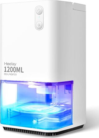 1200ML Humidifier, Heelay® Electric Dehumidifier, Energy-Saving, Portable, Ultra Quiet, Auto Shut-Off, 7 Color Lights, Room Dehumidifier for Bedroom, Bathroom, Home