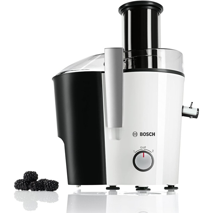 Соковижималка Bosch VitaJuice 2 MES25A0 для овочів та фруктів, 700 Вт, XL-завантажувач, білий/сірий