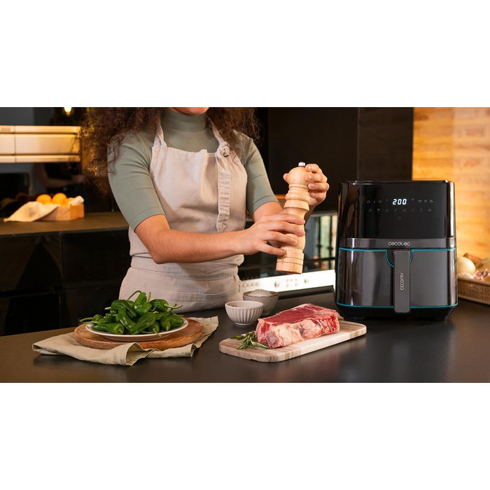 Фритюрниця без олії Cecotec Cecofry Full InoxBlack Pro 5500, 5.5 л, 1700 Вт, 8 режимів, PerfectCook, сталь